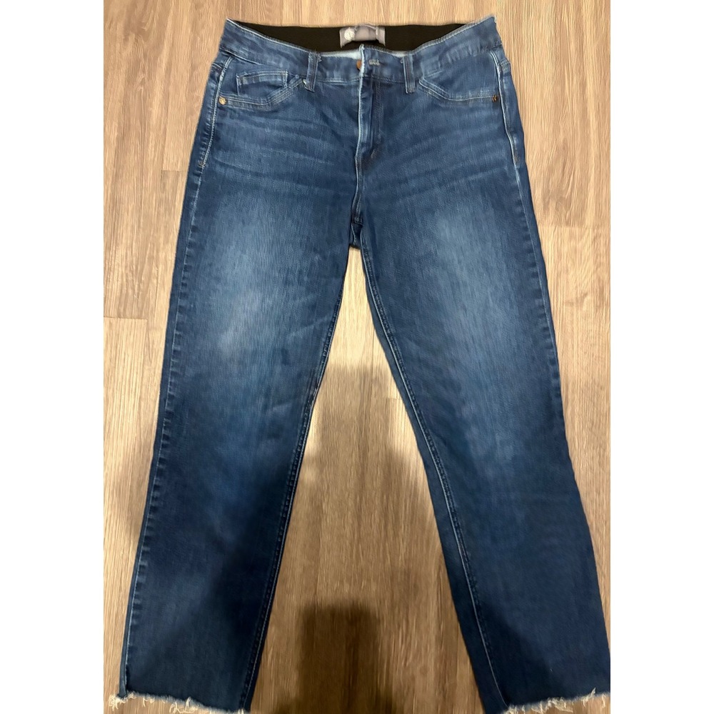 Democracy Ab Solution Jeans Womens 8 Blue Straight Leg Raw Hem High Rise Crop